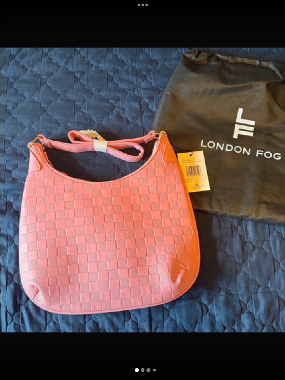 London Fog Coral Pink Woven Hobo Bag